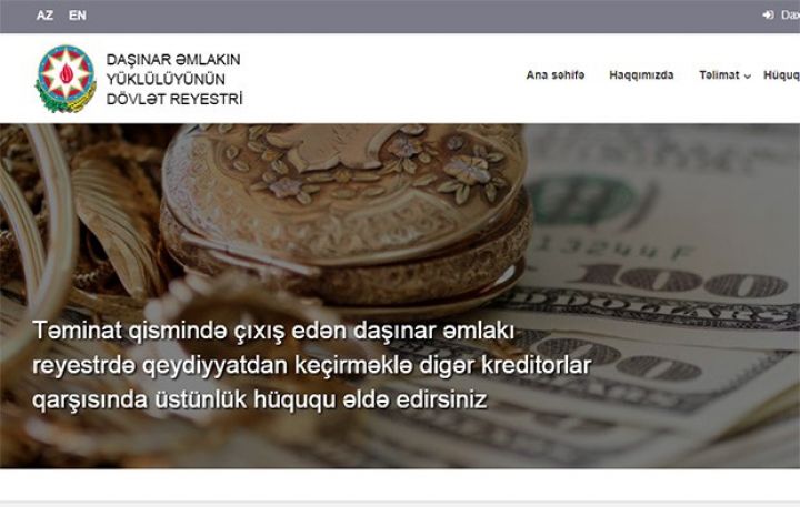 Daşınar əmlakın yüklülüyü reyestri portalının adı və ünvanı açıqlandı