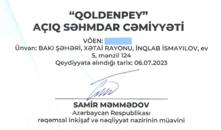 "GoldenPay" şirkəti " Yüksək Texnologiyalar Parkının rezidenti oldu!