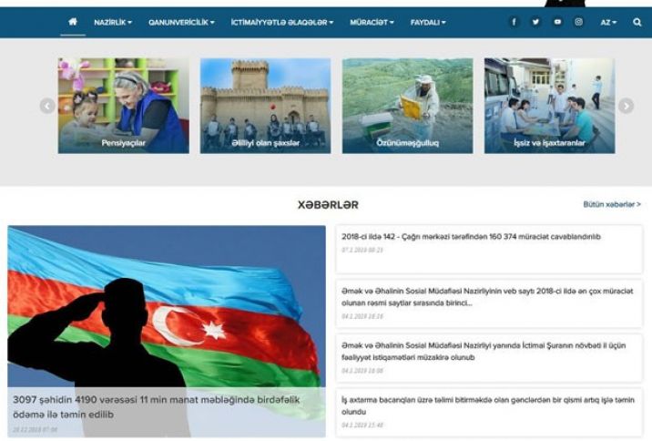 Nazirliyin vebsaytı yeni dizaynla və domenlə istifadəyə verilib