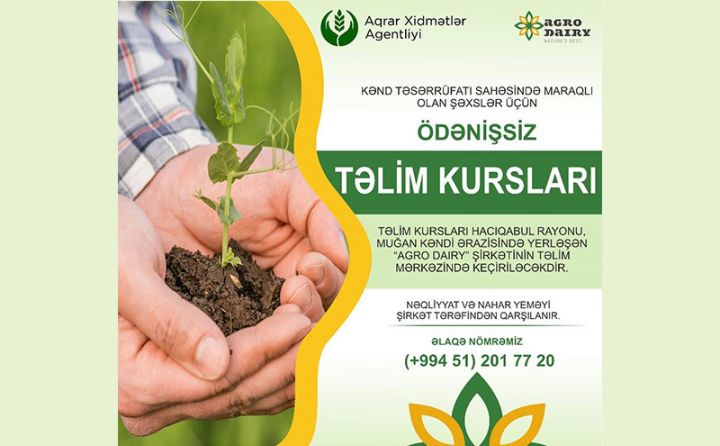 Kənd təsərrüfatı ilə bağlı ödənişsiz təlim kurslarına start verilir - QEYDİYYAT BAŞLAYIB