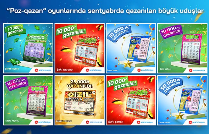 “Azərlotereya”nın “poz-qazan” lotereyalarında sentyabrda böyük uduşlar qazanılıb